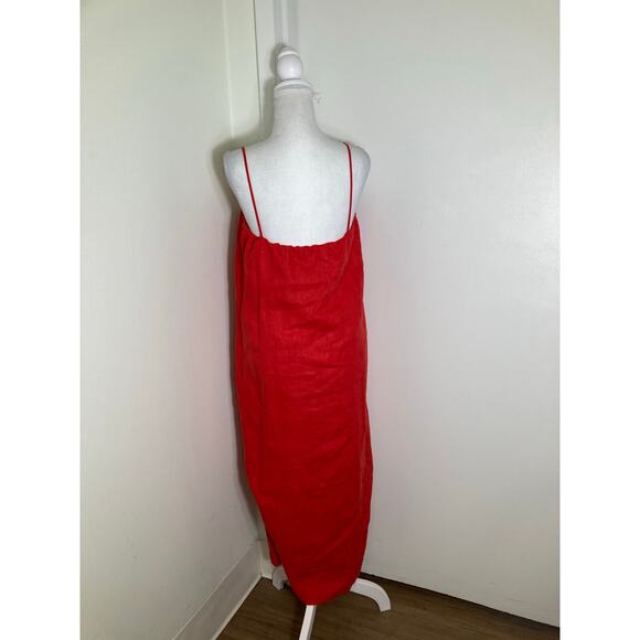 Donni Red Linen Panel Maxi Dress Sz M - Picture 2 of 3